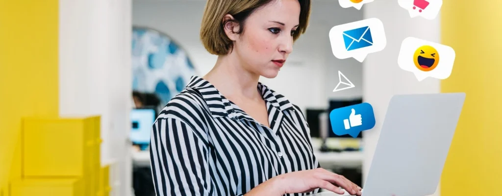 Digital marketing professional working on SEO and social media marketing campaigns